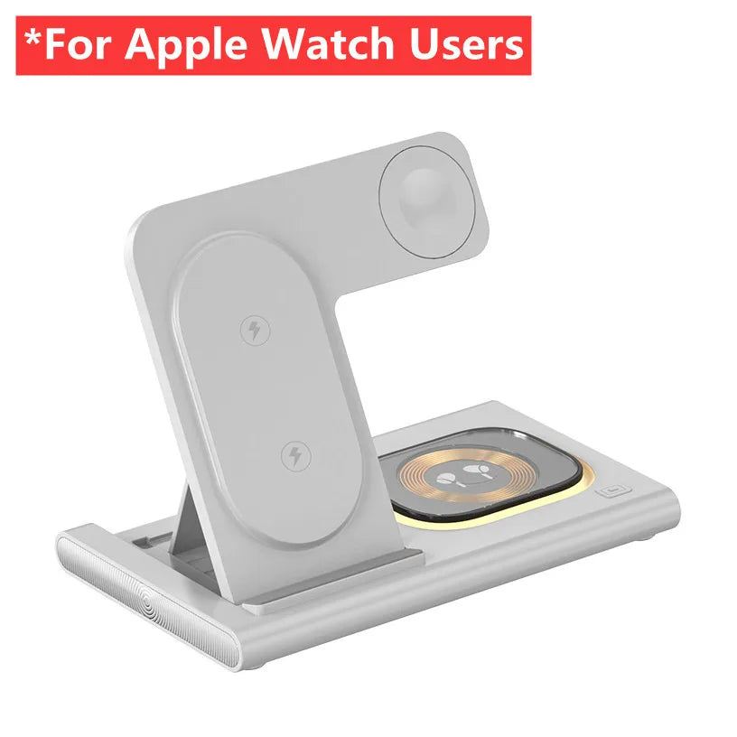 30W 3-in-1 Foldable Fast Charging Dock Station for iPhone 15/14/13/12 Pro Max, Apple Watch Series 8/7/6, and AirPods - Wireless Charger