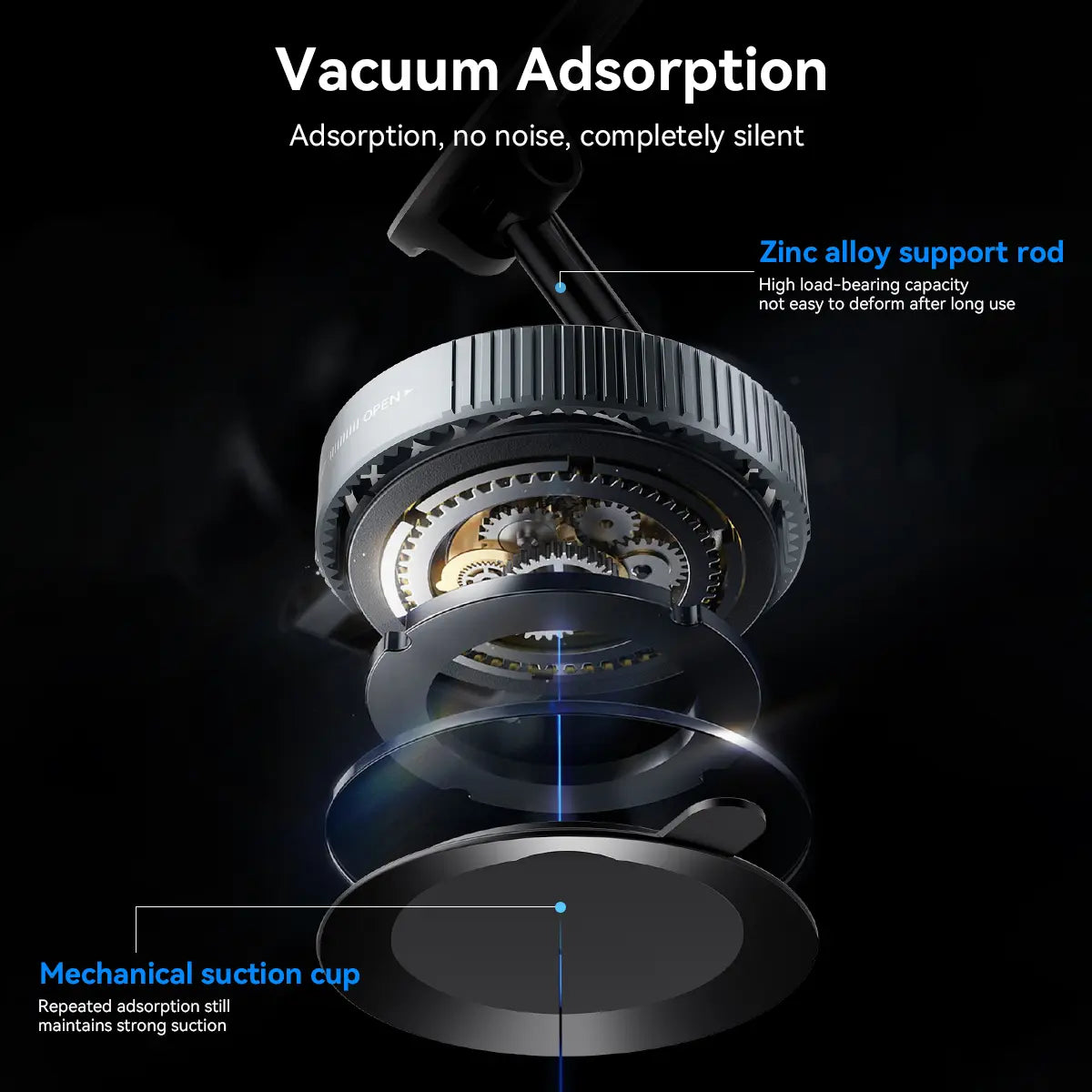Upgraded Magnetic Phone Holder,Unpowered Version 360° Rotatable Adjustable and Foldable Magnetic & Vacuum Adsorption Car Holder, No Noise for Iphone & Android Summerwins