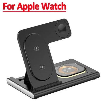 30W 3-in-1 Foldable Fast Charging Dock Station for iPhone 15/14/13/12 Pro Max, Apple Watch Series 8/7/6, and AirPods - Wireless Charger