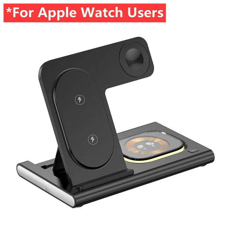 30W 3-in-1 Foldable Fast Charging Dock Station for iPhone 15/14/13/12 Pro Max, Apple Watch Series 8/7/6, and AirPods - Wireless Charger