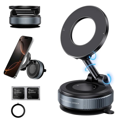 Upgraded Magnetic Phone Holder,Unpowered Version 360° Rotatable Adjustable and Foldable Magnetic & Vacuum Adsorption Car Holder, No Noise for Iphone & Android Summerwins
