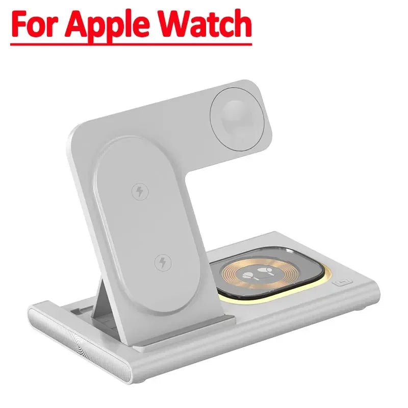 30W 3-in-1 Foldable Fast Charging Dock Station for iPhone 15/14/13/12 Pro Max, Apple Watch Series 8/7/6, and AirPods - Wireless Charger