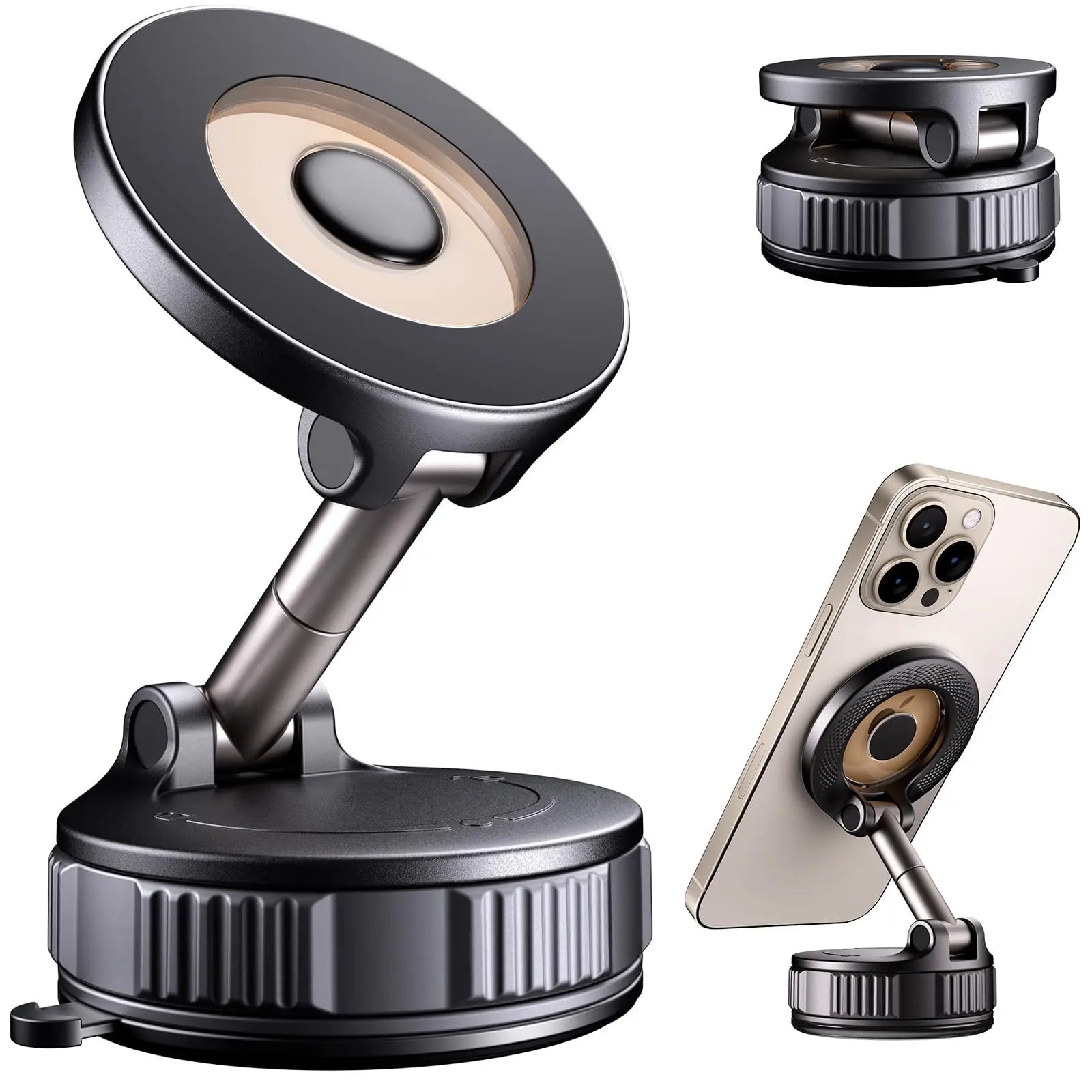 Upgraded Magnetic Phone Holder,Unpowered Version 360° Rotatable Adjustable and Foldable Magnetic & Vacuum Adsorption Car Holder, No Noise for Iphone & Android Summerwins